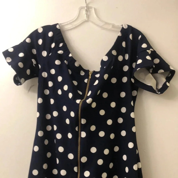 Chic Navy & White Polka Dot Midi Dress - Retro Inspired - Size M/L (Estimate) - Picture 5 of 7